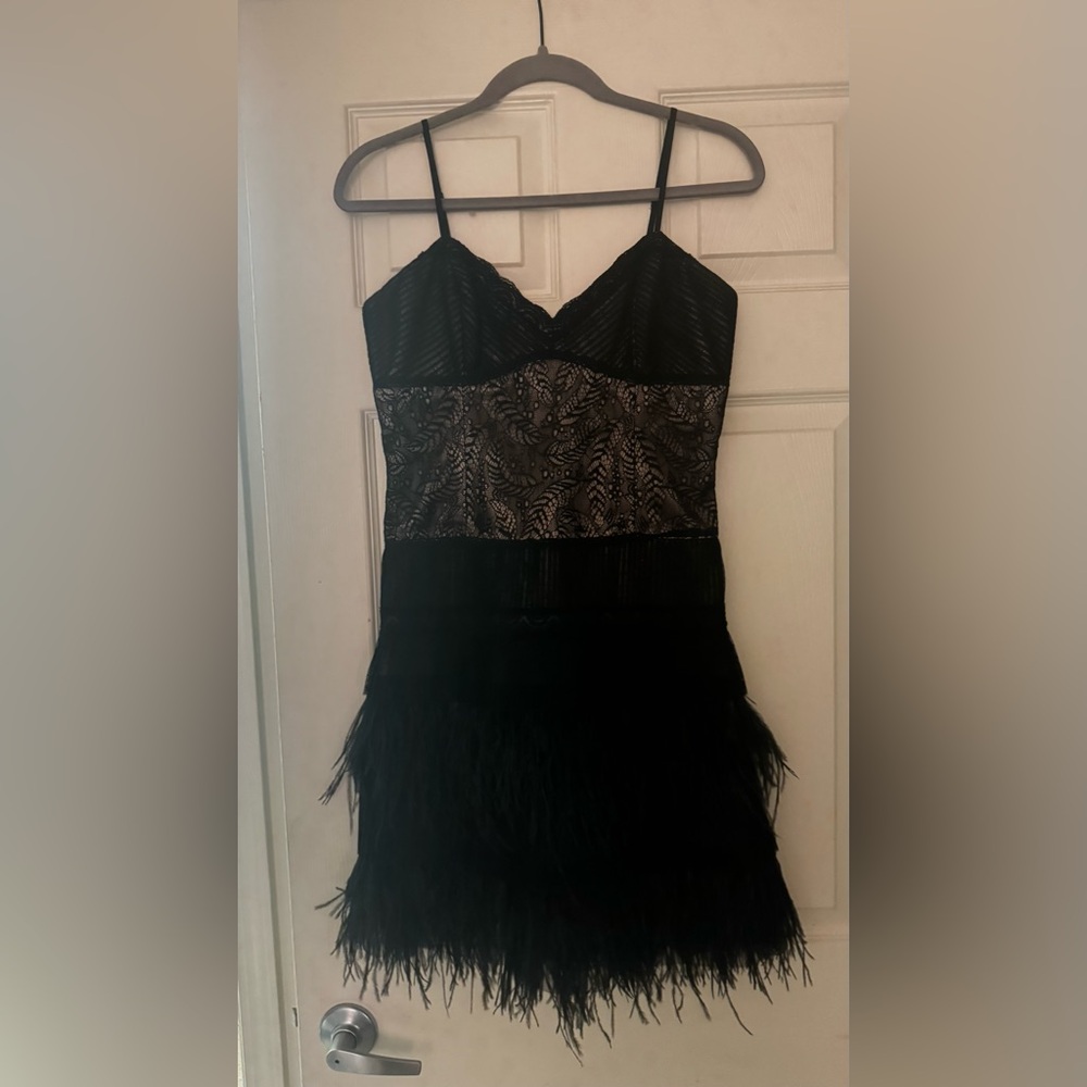 BCBGMaxAzria Black Strapless Lace Dress